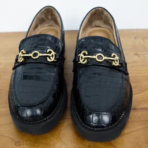 Circus by Sam Edelman Black Crocodile Print Bit Front Loafers Size 10 thumbnail 6