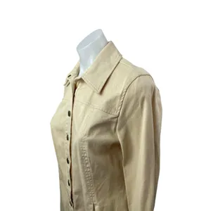 Zara Women's Beige Collared Long Sleeve Button Down Mini Flare Shirt Dress Sz M thumbnail 2
