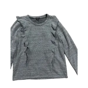 J. Crew Mercantile ruffled sweatshirt pullover‎ grey speckled sz medium thumbnail 5