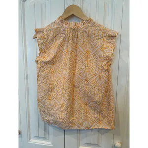 Loft Orange And White‎ Eyelet Crochet Blouse Size Medium Petite thumbnail 2