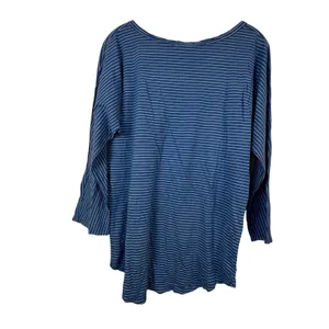 Fresh Produce Womens Blue Pinstripe‎ Sweet Scoop T 3/4 Sleeve Top Medium thumbnail 2