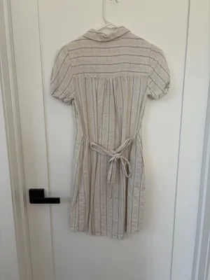Linen striped dress Tan Size XS thumbnail 2