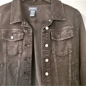 ARIZONA Women’s Black Distressed Button-up Denim Jean Jacket thumbnail 4