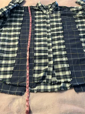 BDG Urban Outfitters Robbie Spliced Plaid Flannel button down shirt oversized L thumbnail 10