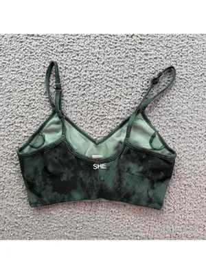 Darc Sport Wolves SHE Seamless Sports Bra S Rare 1 of 500!! Green Marble Tie Dye thumbnail 2