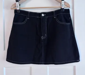 Contrast Denim Skirt Black thumbnail 1