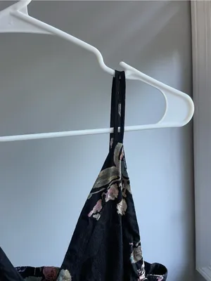 Free People Black Floral Slip Jumpsuit with Pink Floral Accents thumbnail 7