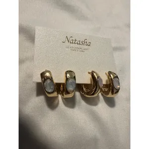 Gold Tone Hoop Earrings Natasha Lead Compliant Fashion Jewelry Chic‎ NWT thumbnail 3