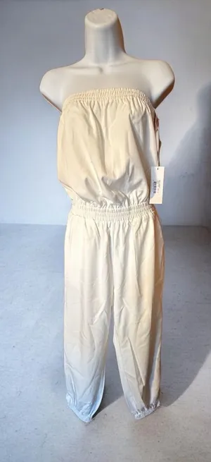 Strapless Elastic Waist pure white Jumpsuit thumbnail 1