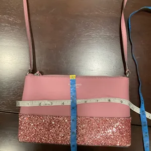 Kate Spade Ny Ramey Greta Saffiano Leather‎ Glitter Small Pink Peony Crossbody thumbnail 2