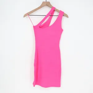Naked Wardrobe Womens Neon Pink Asymmetric One Shoulder Bodycon Mini Dress Small thumbnail 5