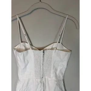 Reformation White Linen Mini Dress Sweetheart Neckline Smocked Back Sz 0 NWT thumbnail 15