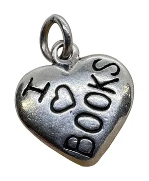 Vintage Dakota West Shube Sterling Silver I Love Books Heart Charm 925 Pendant thumbnail 1