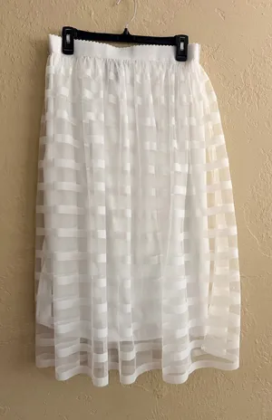 Metro Wear White Sheer Striped Maxi Skirt thumbnail 1
