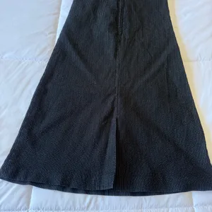 Vintage Y2K Strapless Pinstripe Midi Dress – Corset Style Tailored A-Line Dress w/ Buckle Detail Small thumbnail 6
