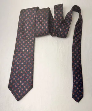 Bert Pulitzer Silk Men's Tie Blue Multicolor Geometric Vintage Classic Office thumbnail 1
