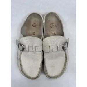 Birkenstock Leather Clogs Mules Buckle Slides‎ Neutral Size 40 US 9 thumbnail 3