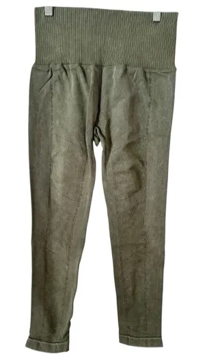 NWT Halara Mineral Green Ribbed High Waisted Tummy Control 7/8 Leggings Large thumbnail 1