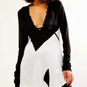 Free People Rendezvous Top Semi Sheer Ivory Combo M thumbnail 3