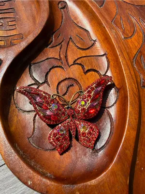 Red Crystal Butterfly Brooch - Women Jewelry thumbnail 3