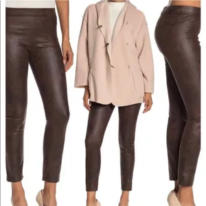 NEW! Max Studio Brown Faux Leather Skinny‎ Pants thumbnail 2
