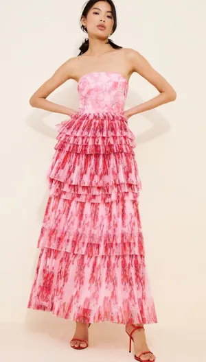 Anthropologie Hutch Outline Tiered Maxi Gown- size 4 thumbnail 1