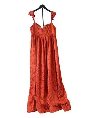 Azazie Atelier Terracotta Floral Jacquard Maxi Dress Size 18 thumbnail 6