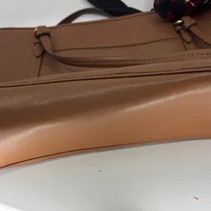 Coach Tan Leather Tote with Heart Scarf thumbnail 8