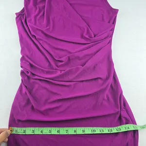 River Island Magenta Ruched Asymmetrical Neck‎ Sleeveless Sheath Dress Size 8 thumbnail 9
