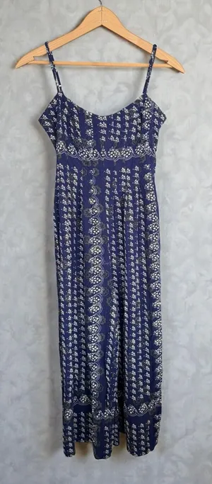 Urban Outfitters Navy Blue Floral Maxi‎ Dress thumbnail 1