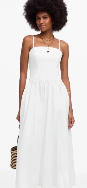 Madewell Cotton Drop Waist Poplin Maxi Dress thumbnail 1