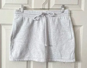 Aritzia tna cozy fleece grey drawstring mini skirt thumbnail 1