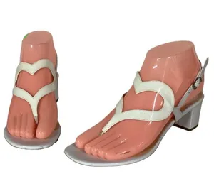 Martin Clay White Patent Leather Heart Theme Block Heel Sandals (36) thumbnail 1
