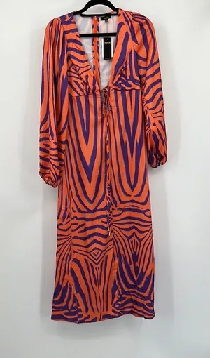 AFRM Portia Dress in Orange Zebra Small thumbnail 7