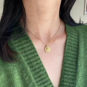 Handmade fully gold tone stainless steel antique vintage chic style coin necklace✨ thumbnail 8