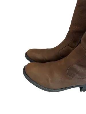 Santana Canada Tall Brown Leather Boots Sherpa Lining Rugged Outsole Size 8 thumbnail 2