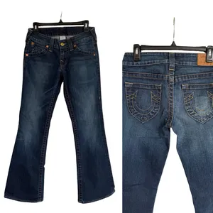 True Religion Y2K Horse Shoe Back Pocket Bootcut Flare Jeans 28 Blue Low Rise thumbnail 2