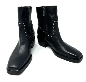 Sam Edelman size 5 black ankle boots‎ booties fringe studded side zip Bernie thumbnail 1