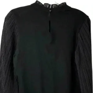 Sioni Women's Black Sheer Pleated Sleeve Mock Neck Blouse Size M‎ thumbnail 10