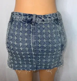 Forever 21 Distressed denim mini skirt thumbnail 4