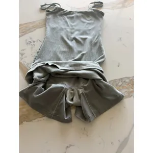 SHAPER Sage Green Ribbed Bodycon Mini‎ Dress Built-In Shorts Size Medium thumbnail 4