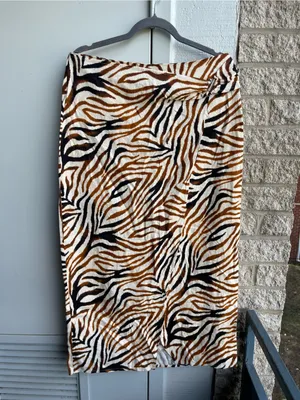 House of Harlow 1960 Zebra-Print Wrap Midi Skirt in Brown, Black, Cream thumbnail 2