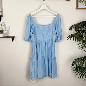 J.ING Blue Summer Casual Baby Doll Mini Dress Size Large thumbnail 3
