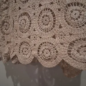 Solitaire Crochet Ruffle Peplum Top Beige Boho Cottage Festival Hippie size XL thumbnail 4