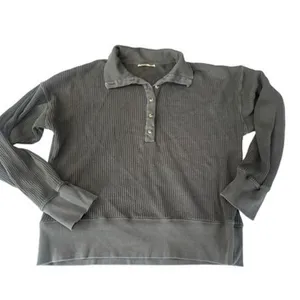 Faherty Womens Apres Organic Cotton Waffle Knit Henley Top Dark Gray Size Large thumbnail 12