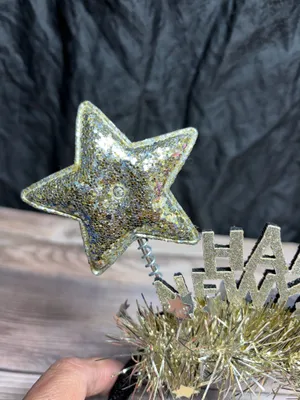 Happy New Year Headband Gold With Light Up Stars thumbnail 3