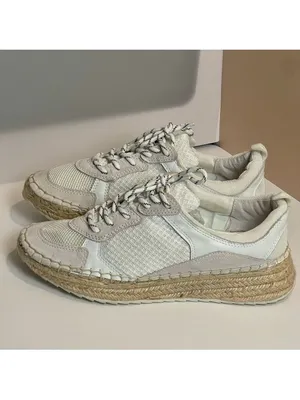 Marc Fisher Janette White Espadrille Platform Sneakers Suede Mesh Summer 7.5 thumbnail 3