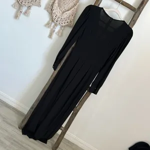 Mohito Detailed Black V-neck Wide Leg Jumpsuit Dressy Classy / Size Small thumbnail 9