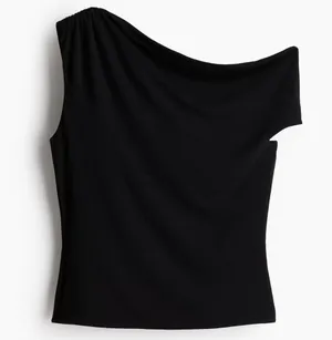 H&M Divided Twist-Detail One-Shoulder Top in black thumbnail 1