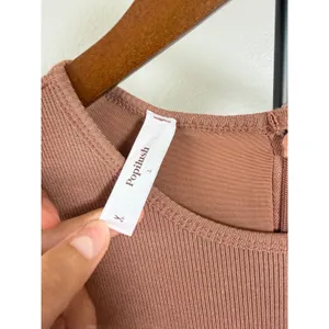 Popilush Built-In Shapewear Ribbed Slip Dress Mauve Pink Sleeveless Midi Large thumbnail 4